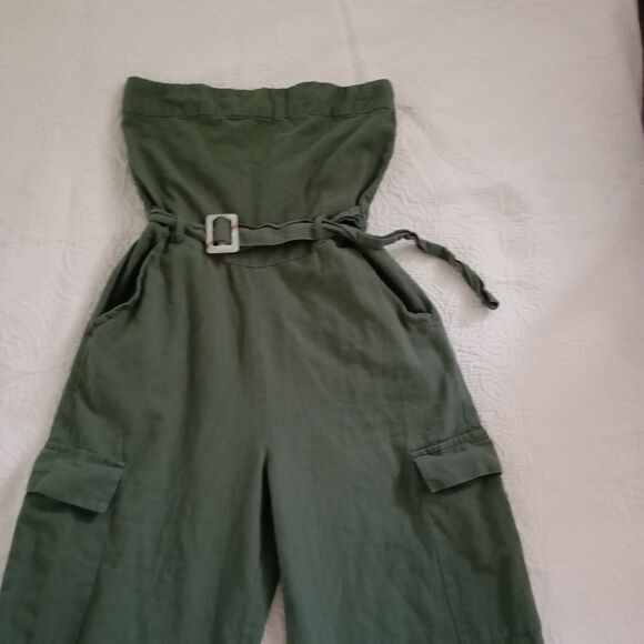 Sim y Sam Long Strapless Jumpsuit Size XS Olive Green Color - Picture 4 of 14